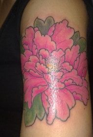 有趣的紫色日式牡丹花手臂纹身图案