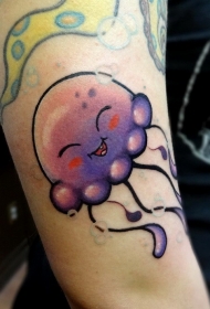 手臂有趣的小紫色卡通水母纹身图案