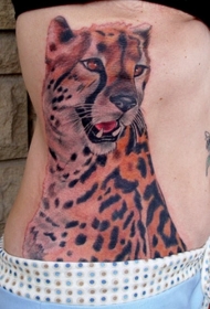 腰部彩色的猎豹纹身图案