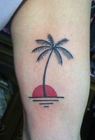 简单的小棕榈树与太阳手臂纹身图案
