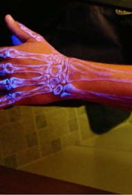 手臂骨骼个性荧光纹身图案