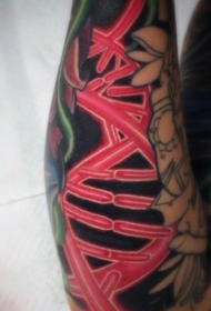 手臂很酷的红色小DNA符号纹身图案