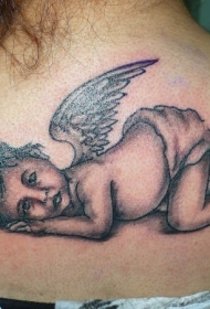 背部累了的小天使纹身图案