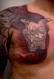 胸部魔鬼面具个性纹身图案