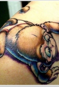 肩部有趣的彩色小猴子婴儿纹身图案
