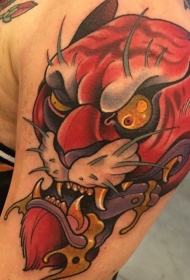 大臂亚洲风格红色的邪恶老虎纹身图案