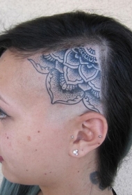 头部点刺风格黑色印度教梵花纹身图案