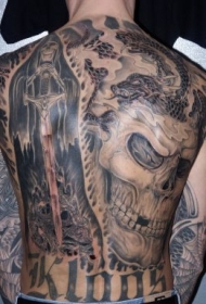 背部死亡主题艺术纹身图案