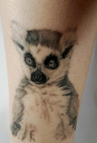 小腿写实的狐猴纹身图案