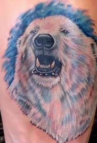 漂亮的彩色北极熊纹身图案