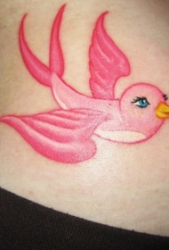 粉红色的美丽小鸟纹身图案