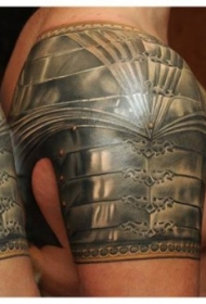 大臂写实风格的彩色中世纪盔甲纹身图案