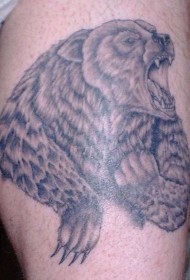 咆哮的熊写实风格纹身图案