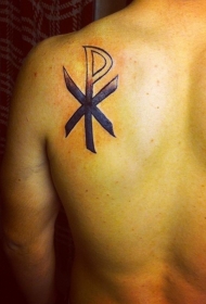 背部设计特殊的宗教标志符号纹身图案