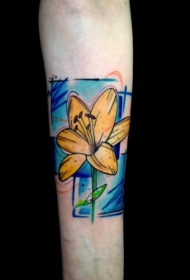 小臂现代风格彩色花朵纹身图案