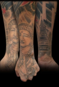 手臂宗教风格的佛像纹身图案