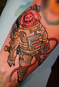 手臂卡通风格彩色的宇航员骨架纹身图案