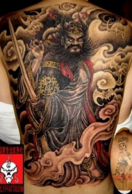背部中国风魔鬼纹身图案