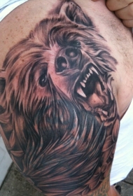 大臂咆哮的熊头纹身图案