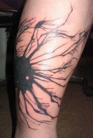 恐怖风格蜘蛛黑色手臂纹身图案