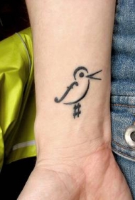 手腕简约的鸟符号纹身图案