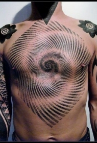胸部黑灰点刺催眠图形纹身图案