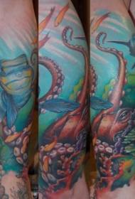 丰富多彩的海洋动物手臂纹身图案