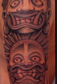 亚洲部落风恶魔面具纹身图案