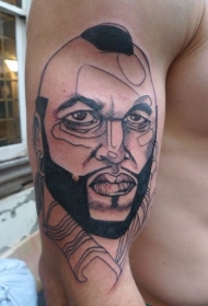 大臂素描风格黑色著名演员脸纹身图案