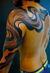 手臂和背部部落风格神秘装饰纹身图案