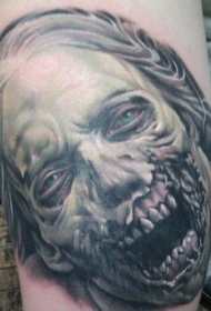 非常写实的邪恶僵尸肖像手臂纹身图案