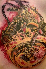 精彩的彩色骷髅骑士纹身图案