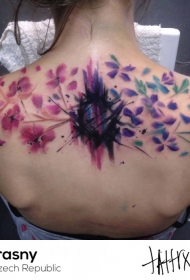 背部好看的彩绘各种花卉纹身图案