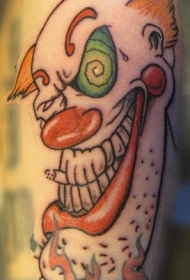 大嘴巴吸烟的小丑纹身图案