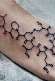脚背黑色简单化学公式纹身图案