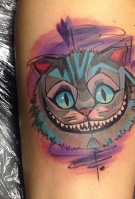 彩色的卡通咧嘴猫纹身图案