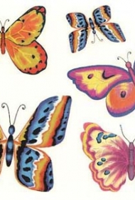 各种彩色的蝴蝶纹身图案手稿