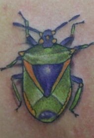 绿色和蓝色昆虫纹身图案