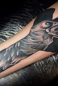 黑色的乌鸦与神秘符号纹身图案