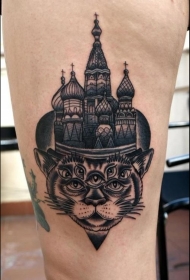 俄罗斯大教堂与神秘的猫纹身图案