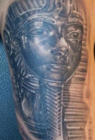 逼真写实的黑色埃及法老雕像纹身图案