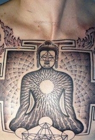 胸部如来佛祖与佛教象征纹身图案