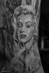 写实的玛丽莲梦露肖像纹身图案