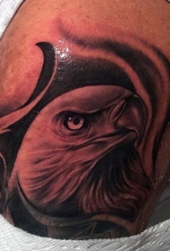 手臂黑灰写实风格鹰头纹身图案