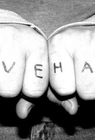 手指爱与恨简单的黑色字母纹身图案