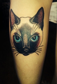 令人印象深刻的暹罗猫彩色纹身图案