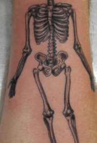 写实的人体骨架黑色纹身图案