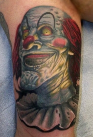 彩色可怕的邪恶小丑纹身图案