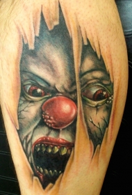 皮肤下可怕的怪物小丑纹身图案