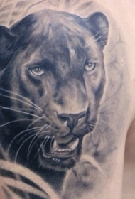 灌丛里的黑豹大臂纹身图案